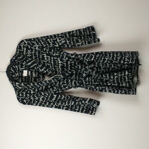 Kate Spade Robe Womens Large XL Black White Flannel Rise And Shine